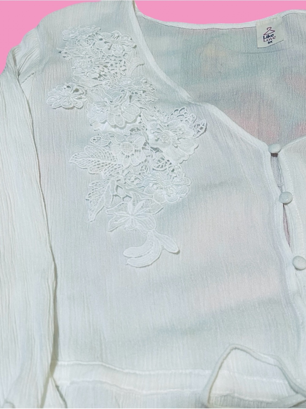 NWT! SEW IN LOVE PLUS SIZE 3/4 SLEEVES BUTTON DOWN PEPLUM TOP WITH LACE TRIM.3X - Picture 2 of 15
